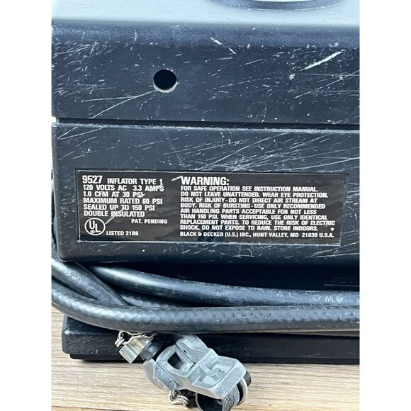Vtg 1987 Black & Decker Air Station 9527 Compressor Inflator Tested Works - Picture 7 of 10
